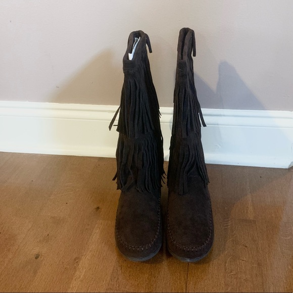 FLAH SALE ‼️New Rampage Fringe Boots Brown Size 7 - Picture 4 of 9